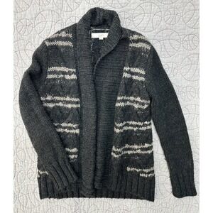 LOFT Cardigan Charcoal Gray Wool Alpaca Blend Open Front / Women's Medium